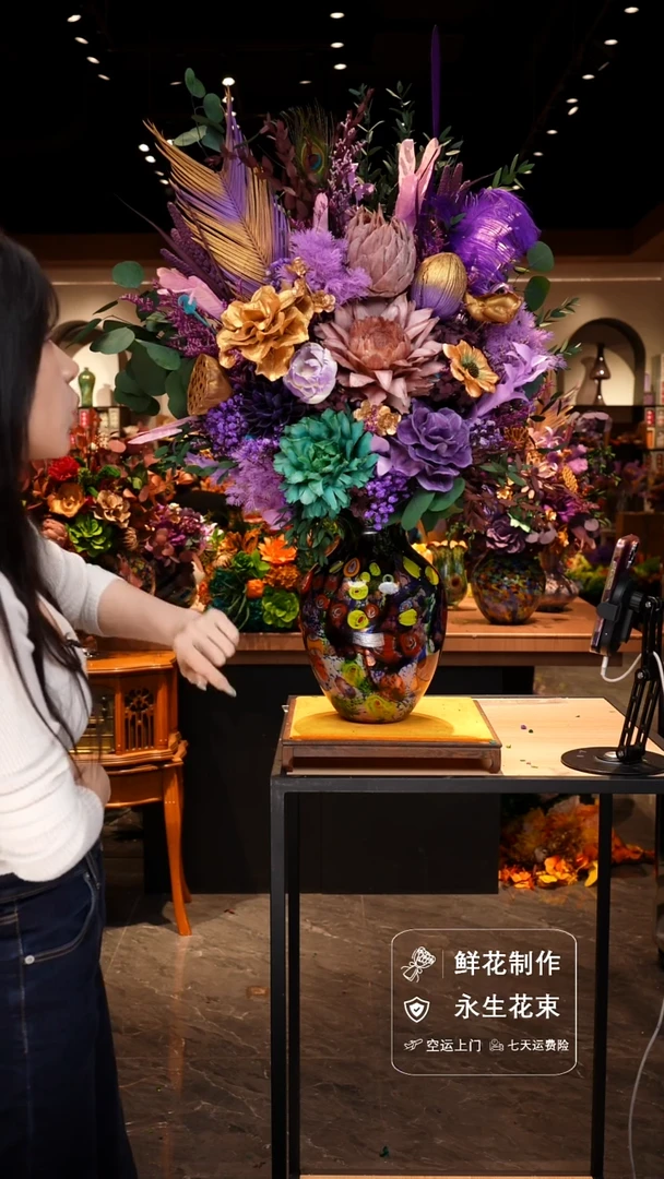 手工艺品琉璃手工花器花束空运包邮送货上门-以图片为准