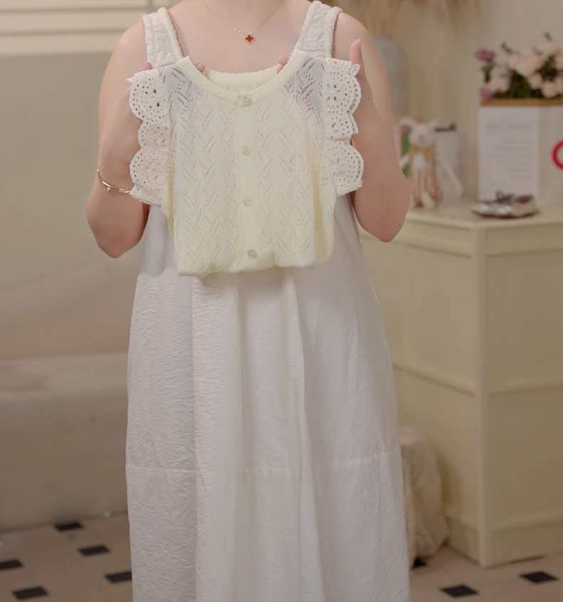 【现货】女童夏季韩版薄款冰凉花边小飞袖背心2557A