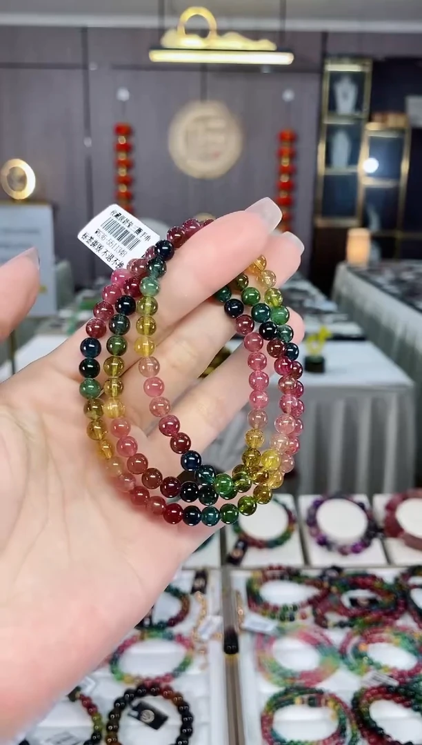 老矿碧玺三圈手串5mm+未镶嵌碧玺hon多样性发货一条