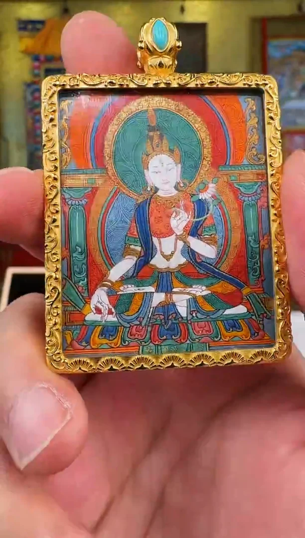 吊坠年终福利纯手绘唐卡藏卡白度母