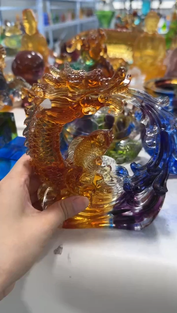 手工艺品琉璃377 鱼跃龙门  微瑕作品  不退不换  介意勿拍