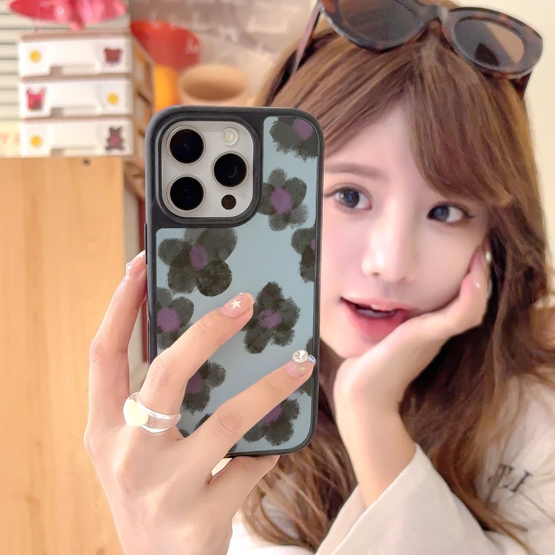 油画花朵适用苹果16promax手机壳iphone15新款14全包13防摔磁吸