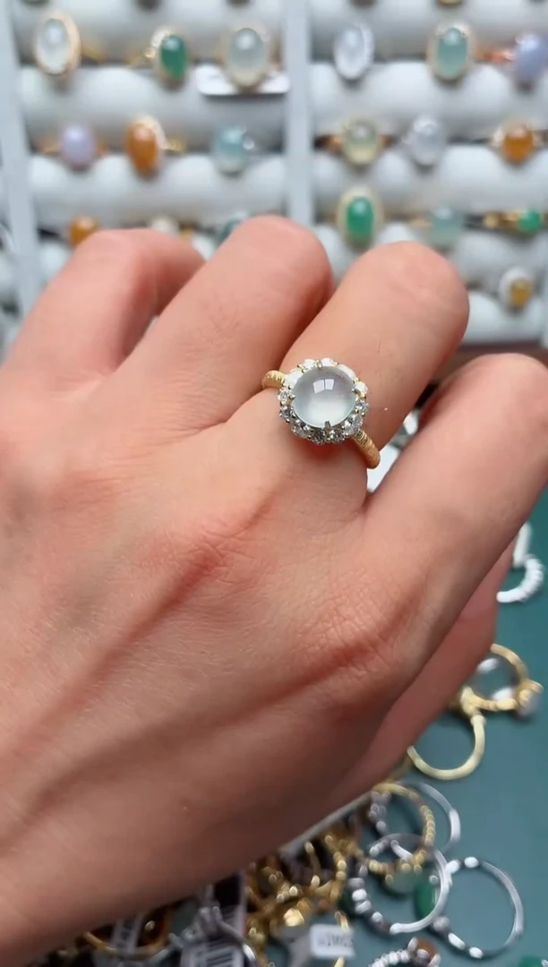 银S925镶嵌戒指翡翠.