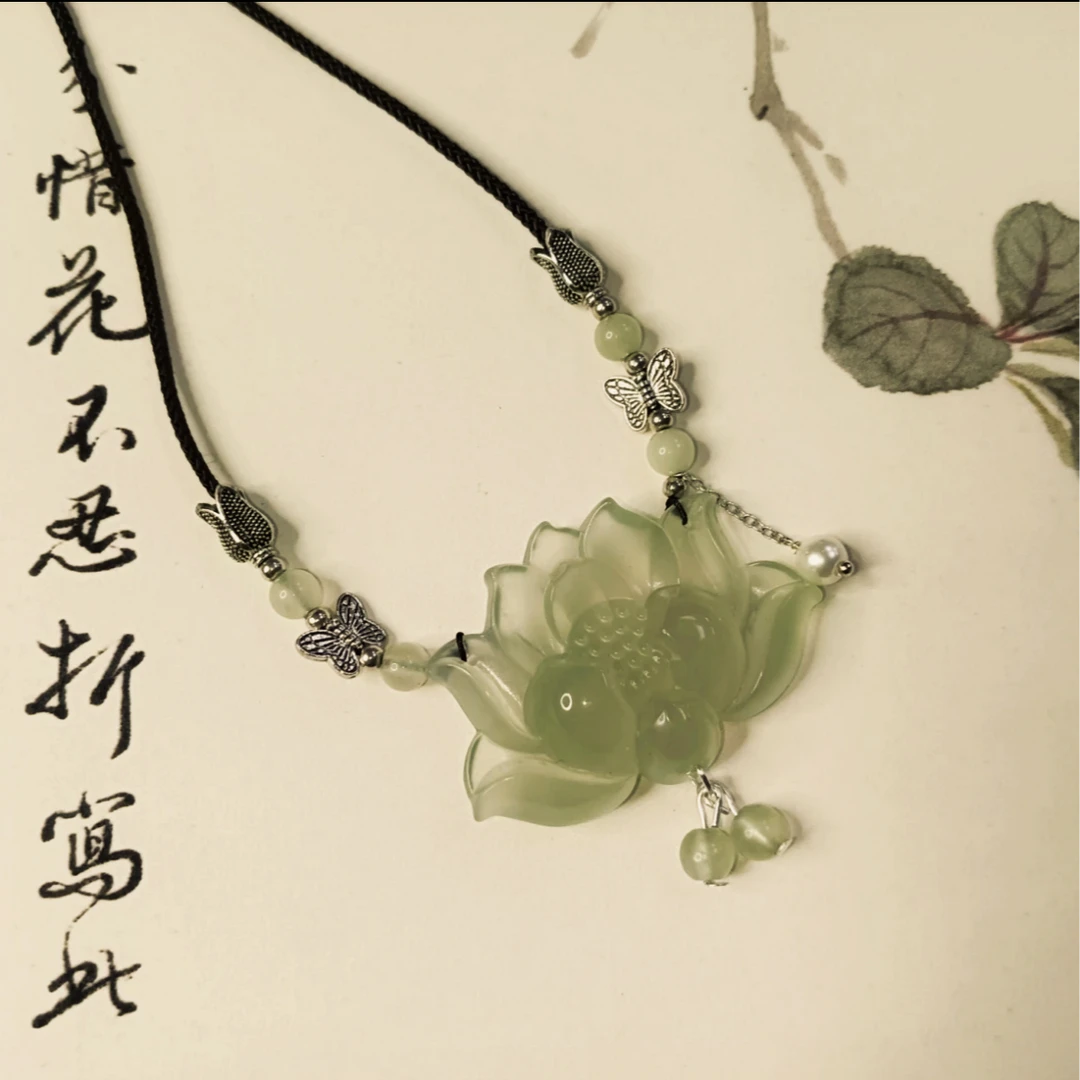 新款岫玉莲花款吊坠清新莲花款手工挂件