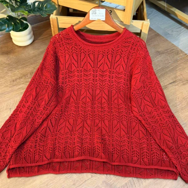 【云目悠悠】夏季女士舒适针织套头长袖小衫-2025122