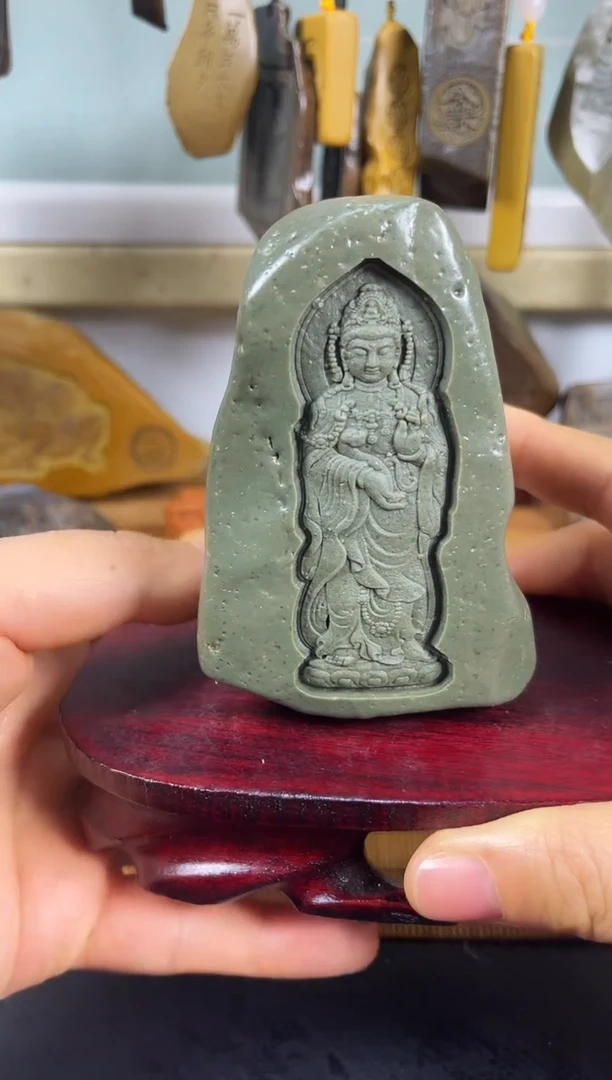 原始雕刻手把件挂件默认打孔带绳5
