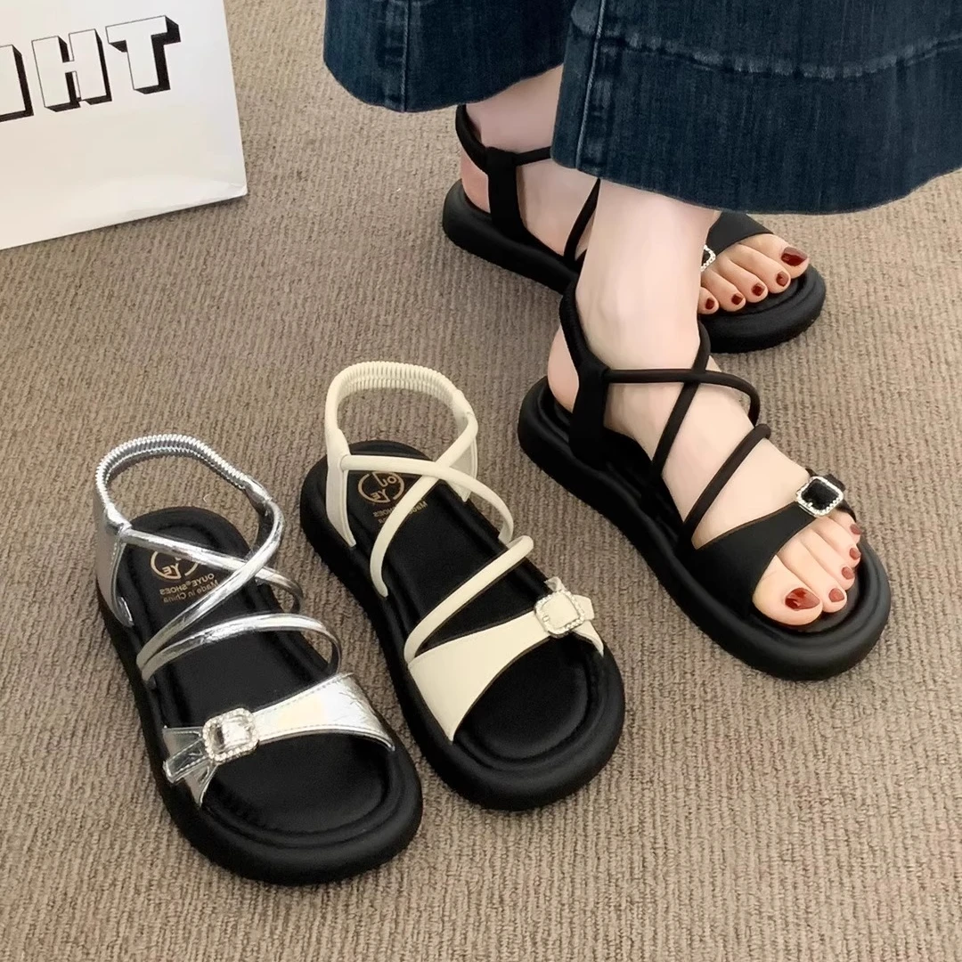 绝美仙女风平底凉鞋女2025新款夏季外穿配裙子不累脚沙滩罗马鞋子