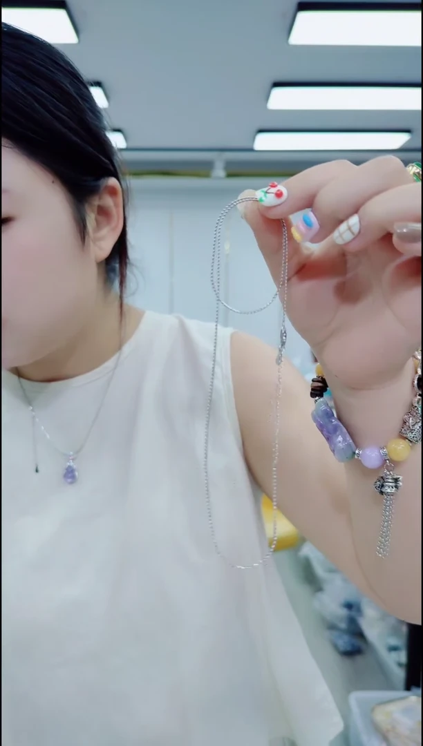 玛瑙/玉髓颈饰合金1647白金色项链