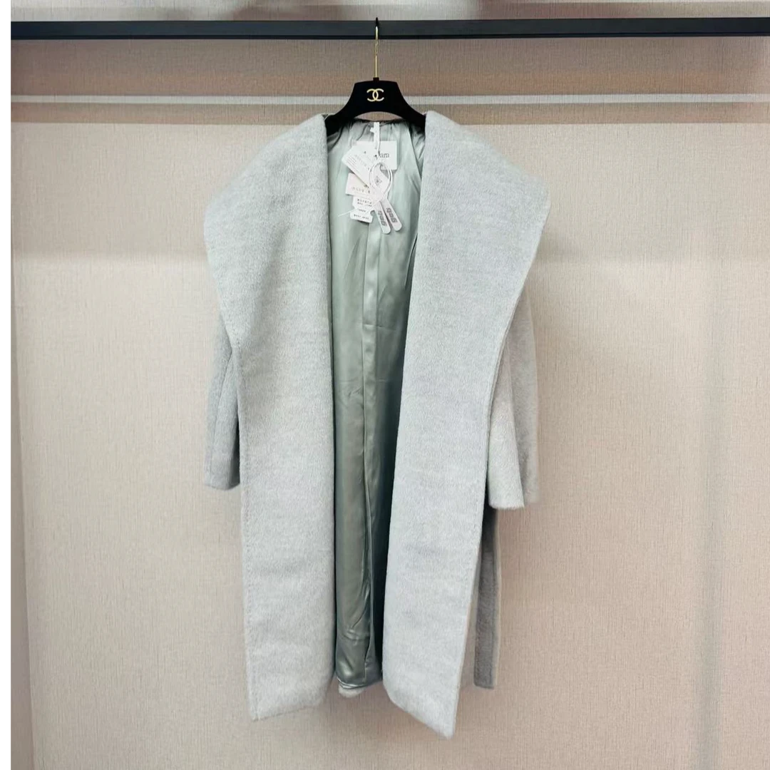 95新 MaxMara 灰色呢子浴袍大衣/36码/编号99W＋