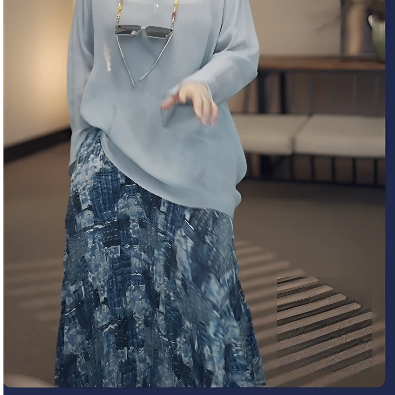 叶凡新款上新显瘦时尚百搭休闲高腰褶皱半身裙