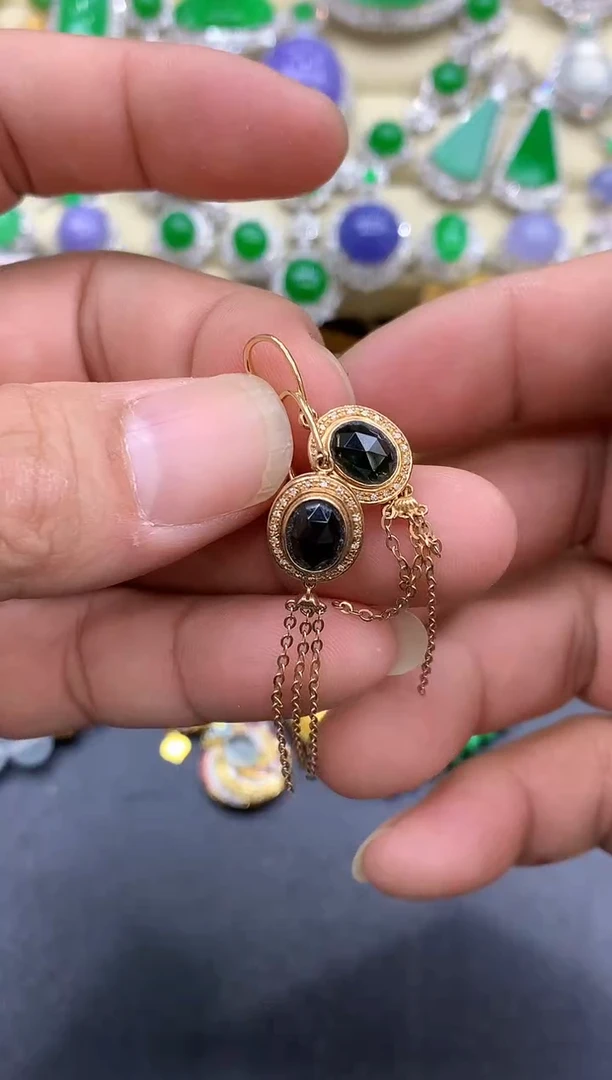 18K金镶嵌翡翠耳饰129-中国好珍宝