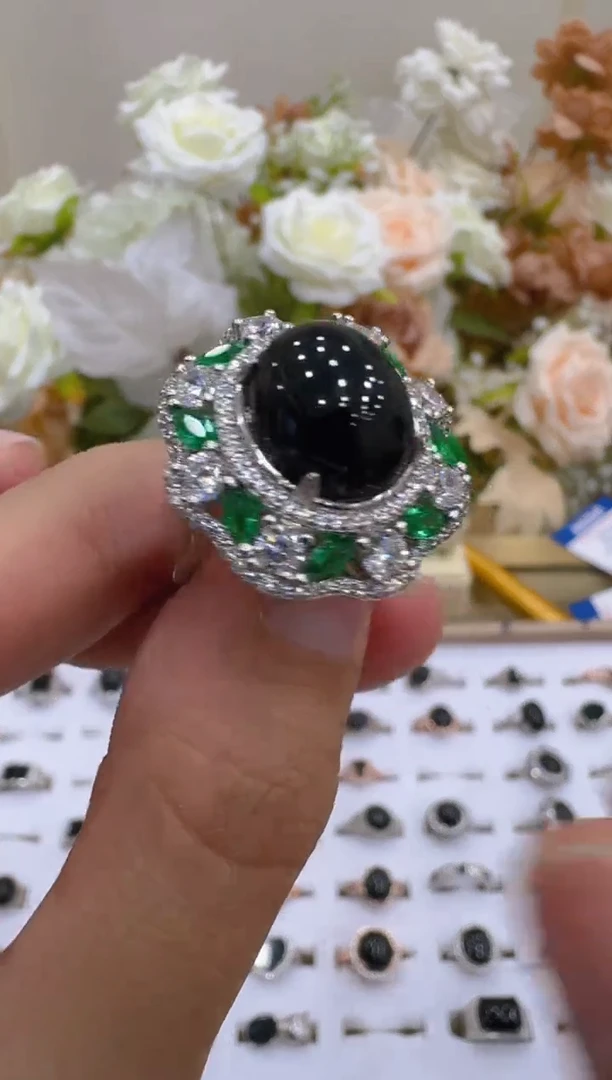 银S925镶嵌戒指翡翠多样性团购发一件