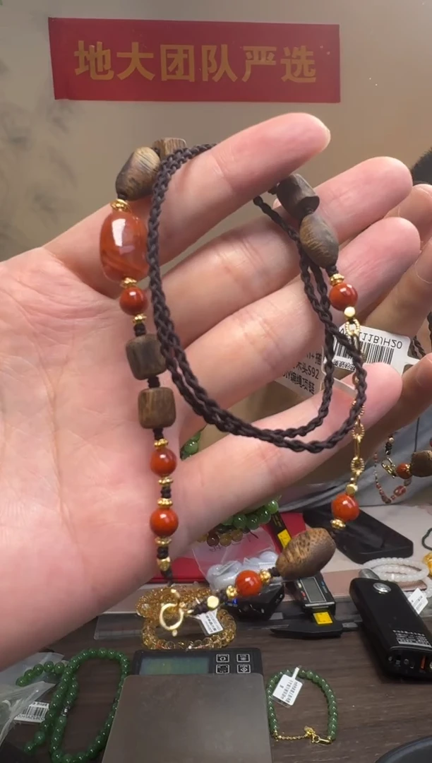 南红玛瑙项链未镶嵌南红圆珠约5.5mmS925银配件DIY编绳项链