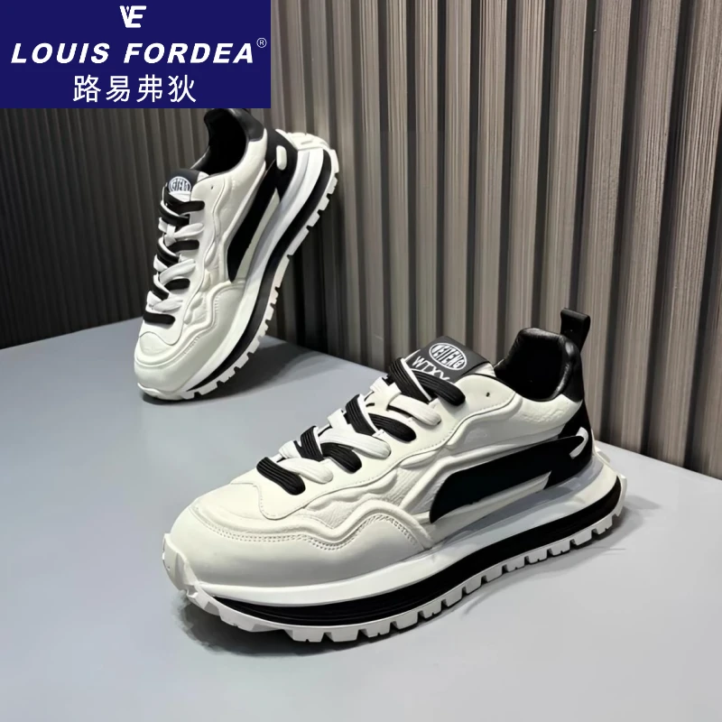 Louis Fordea/路易弗狄男士运动休闲鞋子高档板鞋休闲皮鞋阿甘鞋