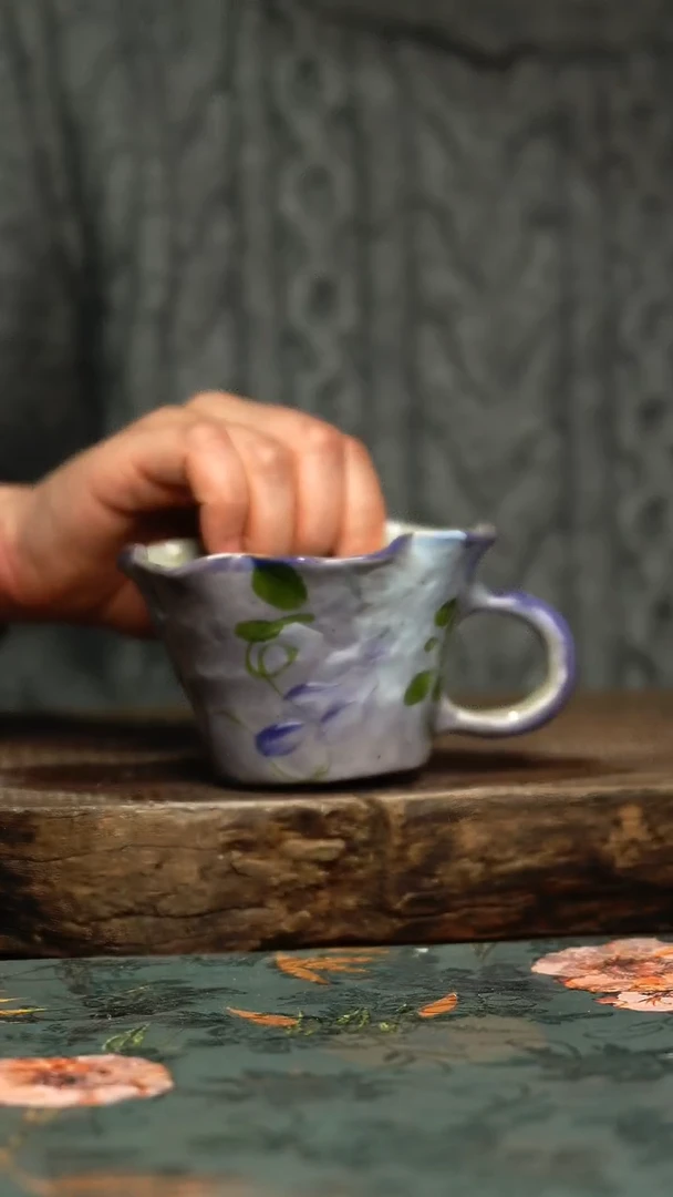 【闪购商品】杯杯釉下彩手工手绘同款陶器