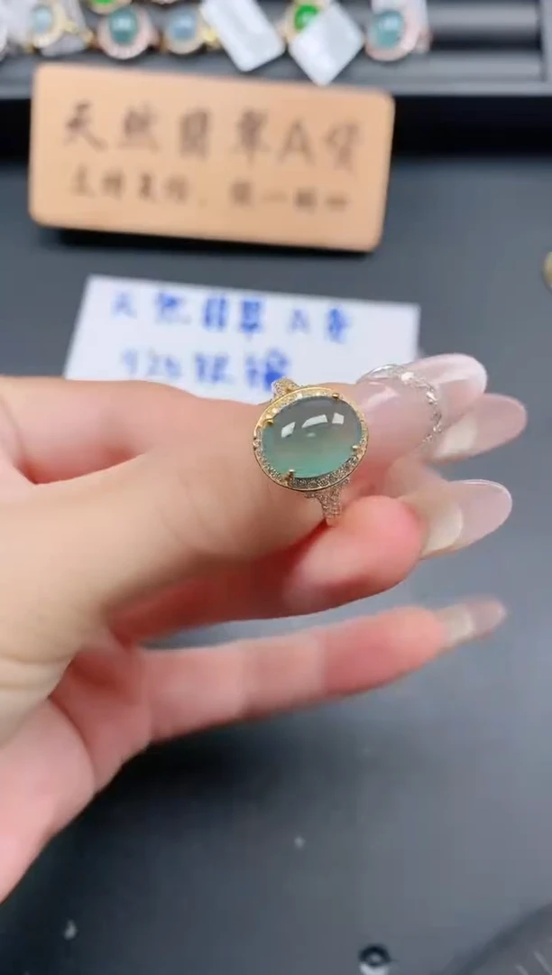 银S925镶嵌戒指翡翠1111111