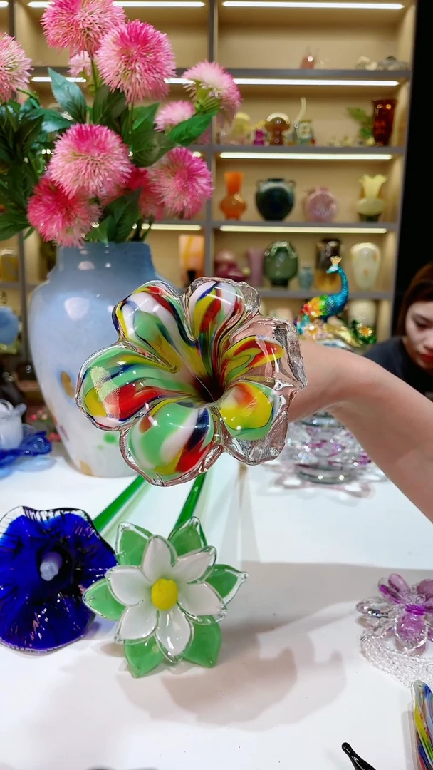 琉璃50cm黄绿色万花 喇叭花1只
