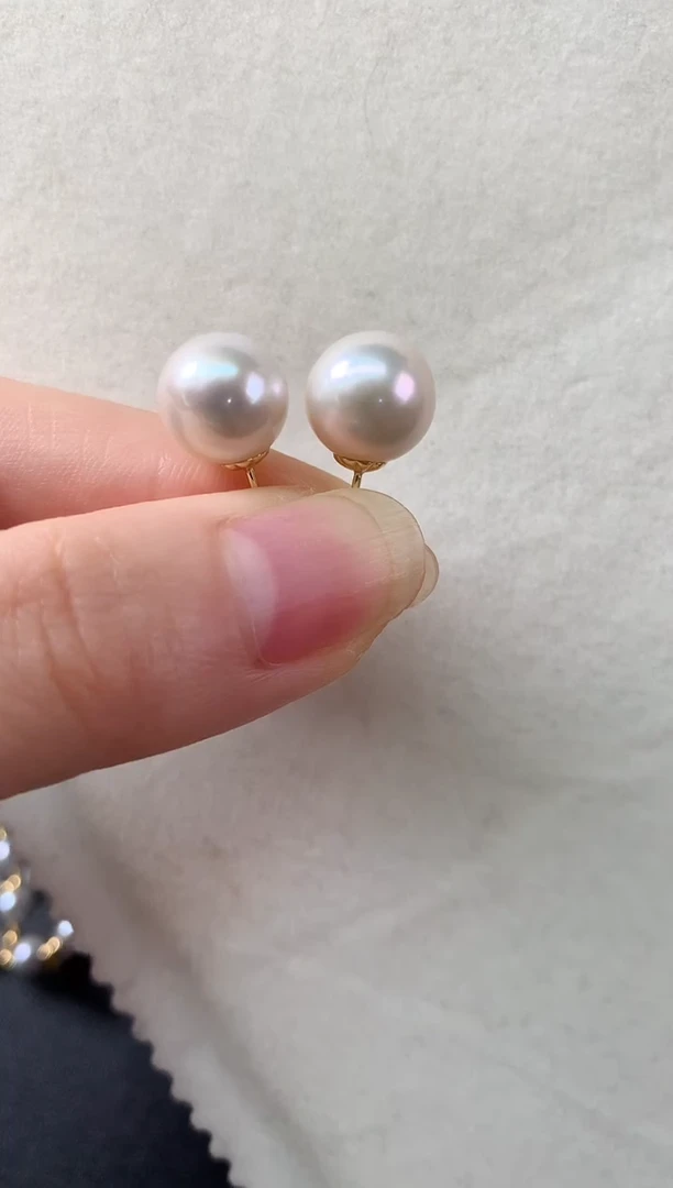 18K金镶嵌淡水珍珠耳饰E499|480