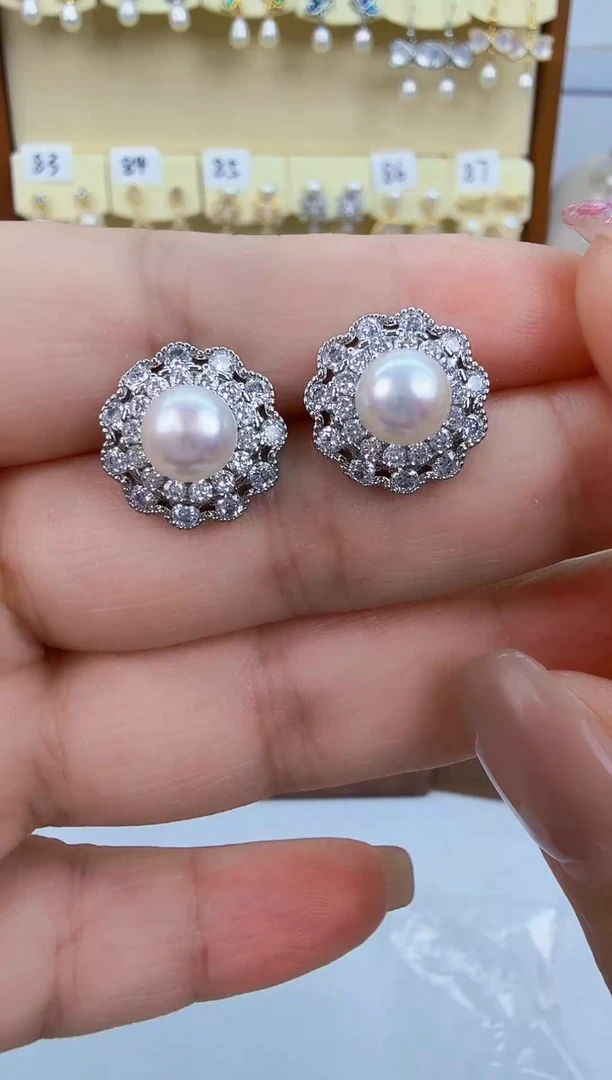 未镶嵌耳饰淡水珍珠银