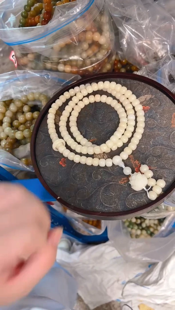 菩提根/象牙果吊坠白色108项链成品