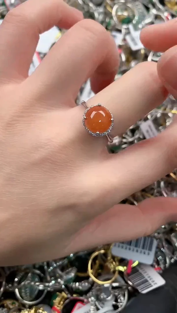 银S925镶嵌戒指翡翠222               5