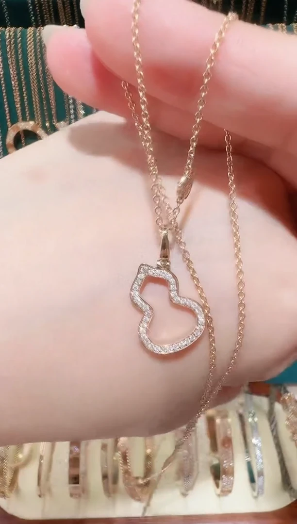 套链18K金镶嵌钻石镂空葫芦套链