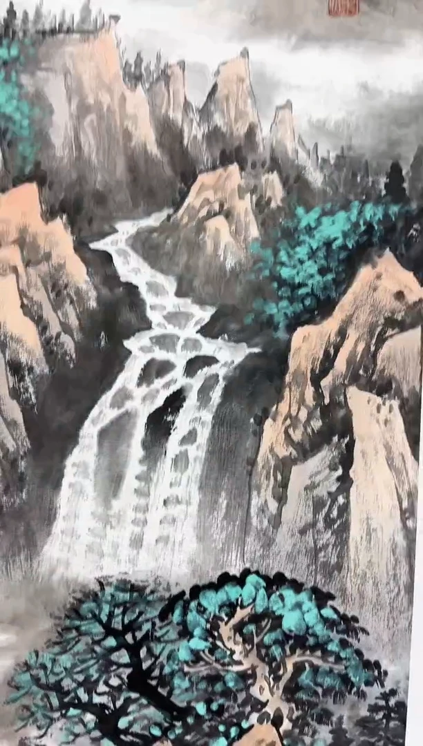 国画绘画卞增林代表作-4平尺-北派豪放山水斗方