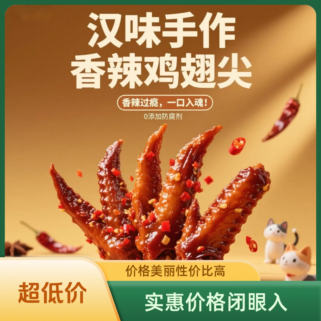[官方直营618]奇了猫·汉味手做 麻辣鸡翅尖熟食真空包装开袋即食