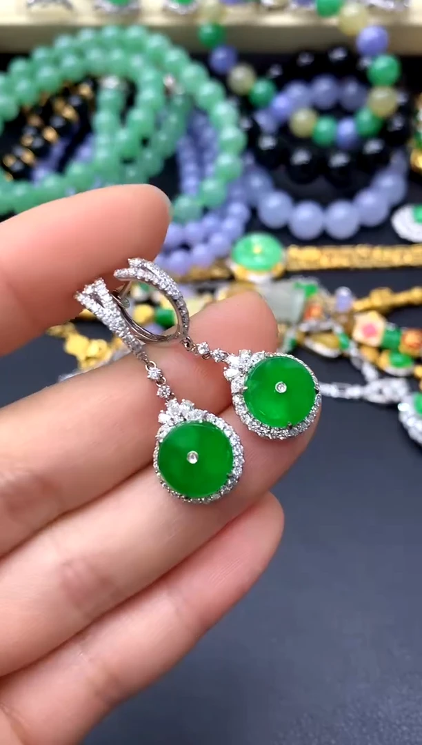 18K金镶嵌翡翠耳饰668-中国好珍宝