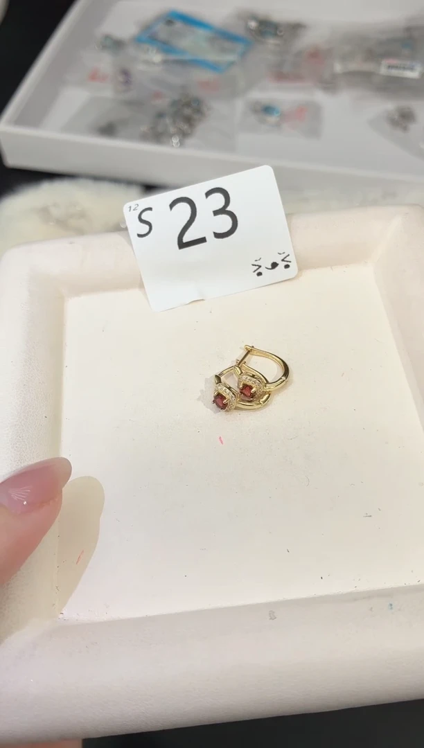 银S925镶嵌耳饰石榴石多样性发一S23