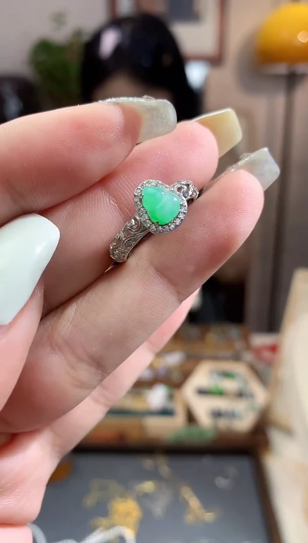 翡翠戒指银S925镶嵌【挽石珠宝】葫芦