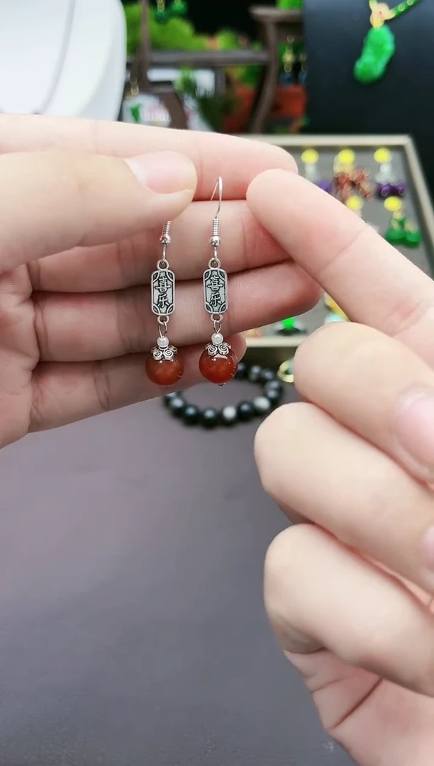 【闪购商品】南红玛瑙耳饰银S925镶嵌730000