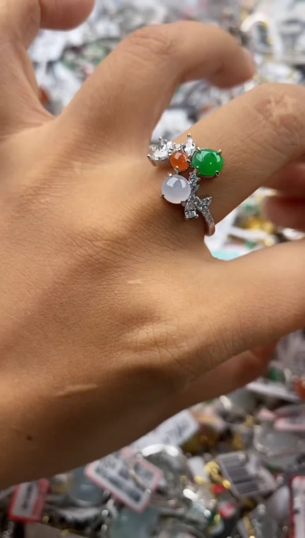 银S925镶嵌戒指翡翠333              7