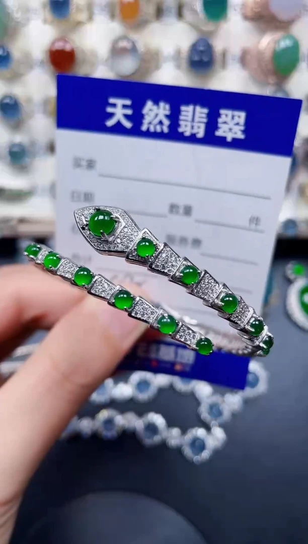 银S925镶嵌手镯翡翠472