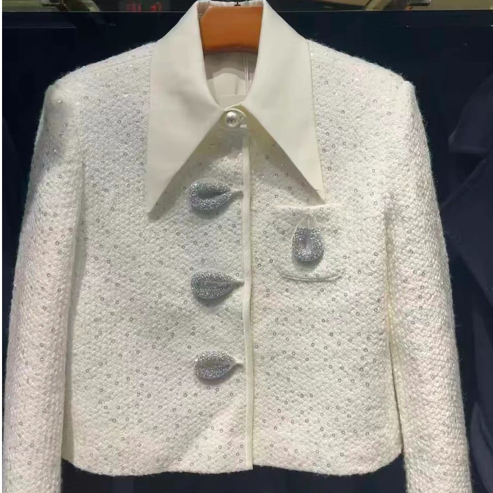 气质风衣奶芙小香风羊毛女士短白色羽绒服轻奢短款