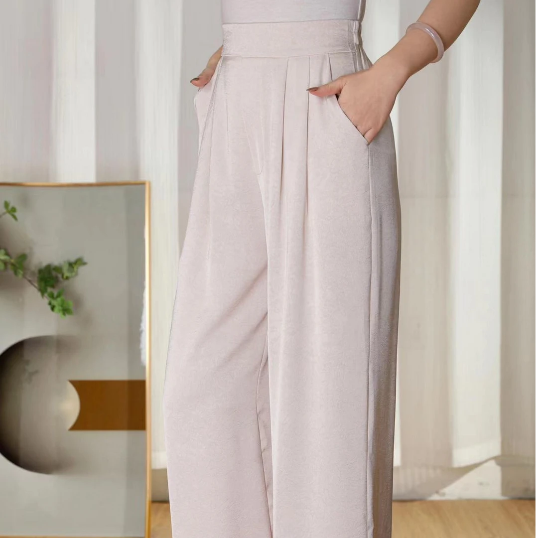 春秋垂感裤子中老年女裤高腰休闲裤时尚显瘦妈妈薄款西装直筒裤女