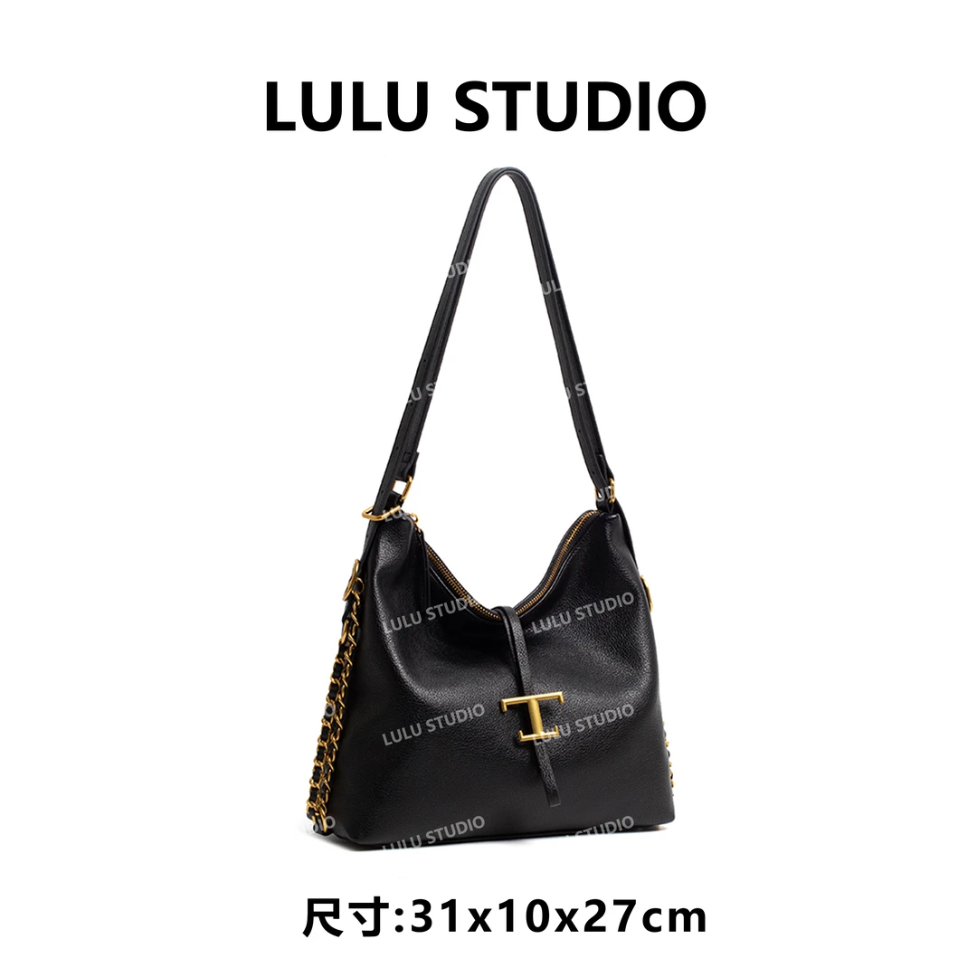 【LULU】QYX-98038-黑色RAIN.CUN气质时尚百搭简约斜跨轻奢女包