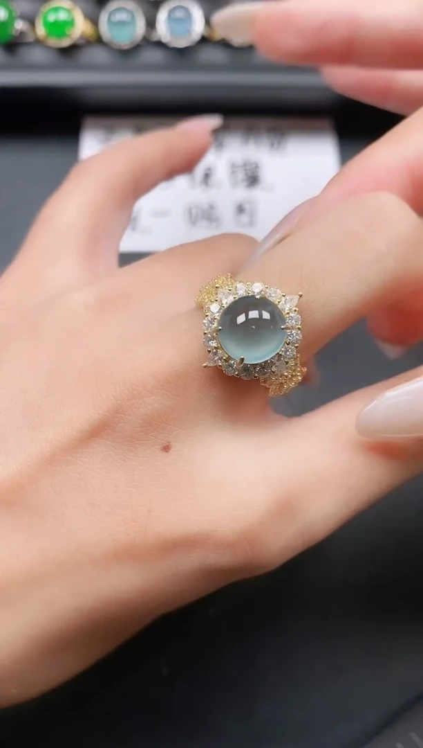 翡翠戒指银S925镶嵌11111