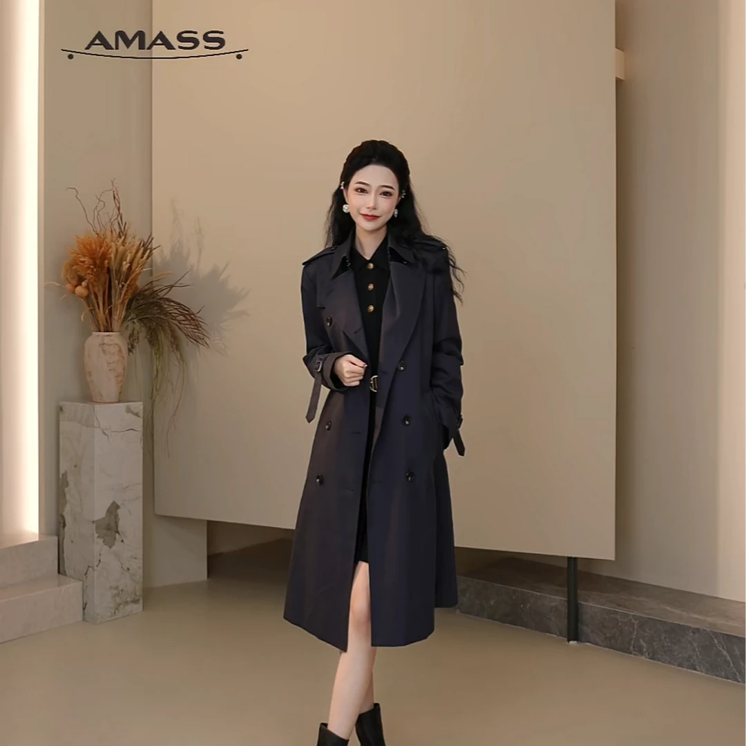 AMASS/阿玛施秋冬新款时尚百搭英伦风外套气质设计师风衣5400901