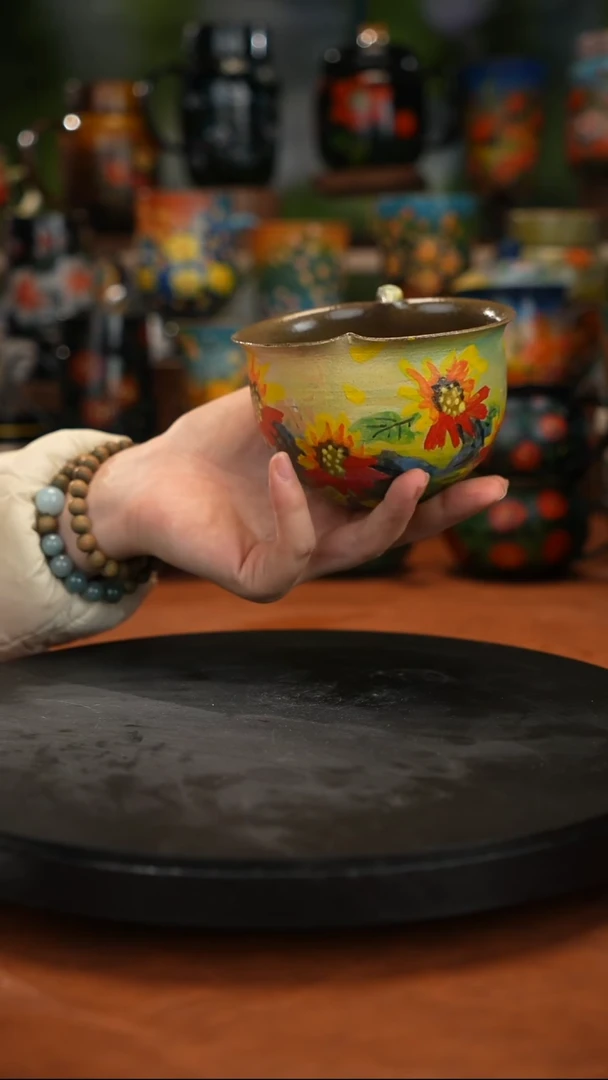 紫砂油画手绘釉下彩