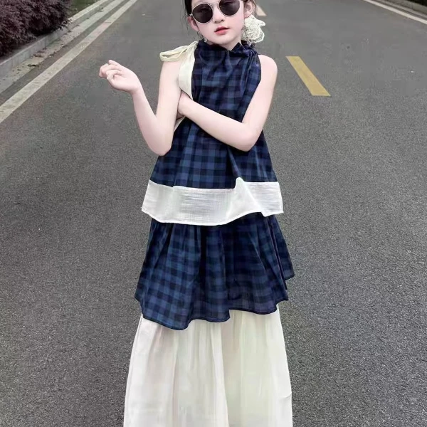 女童夏装裙套装2025新款自然风韩版洋气公主裙休闲时尚中大童套裙