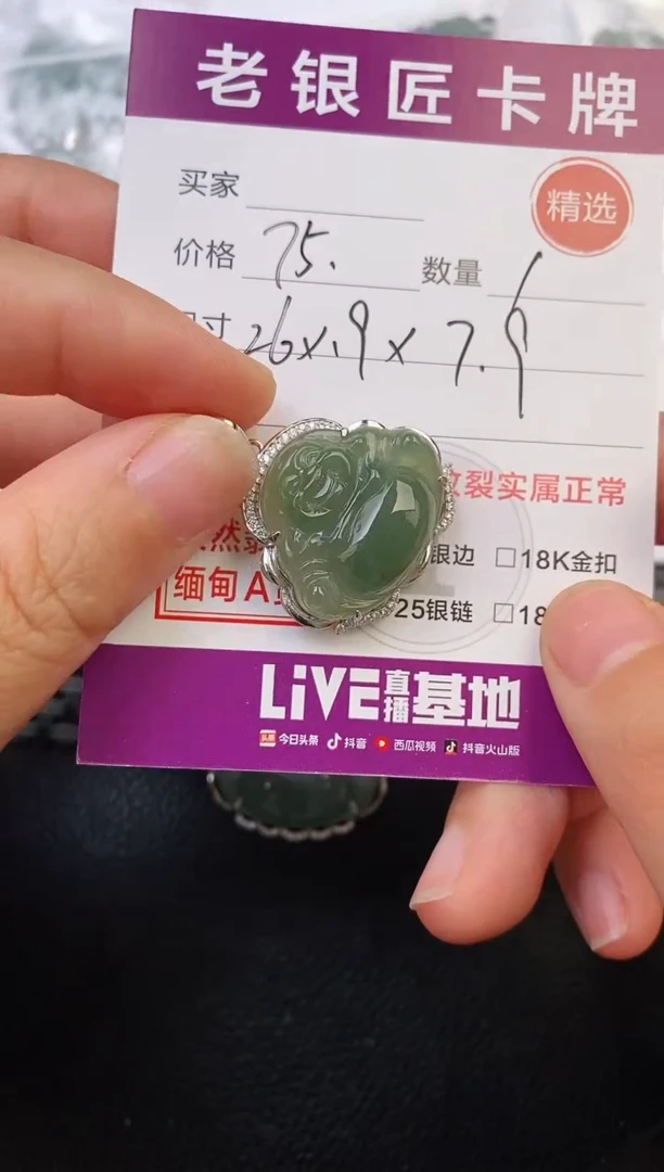 翡翠银S925镶嵌颈饰吊坠