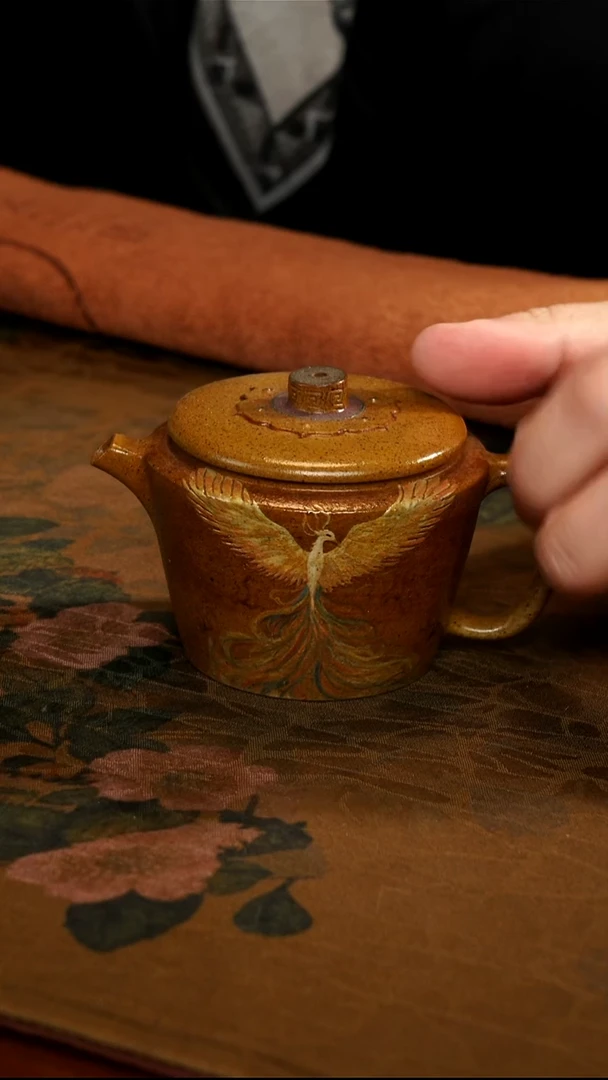茶壶紫砂柴烧凤凰壶