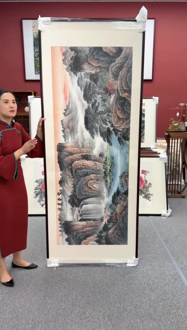 国画手绘  紫气东来  219*88