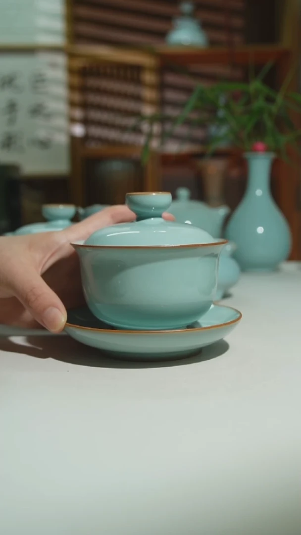 天青运圈随缘盖碗二级