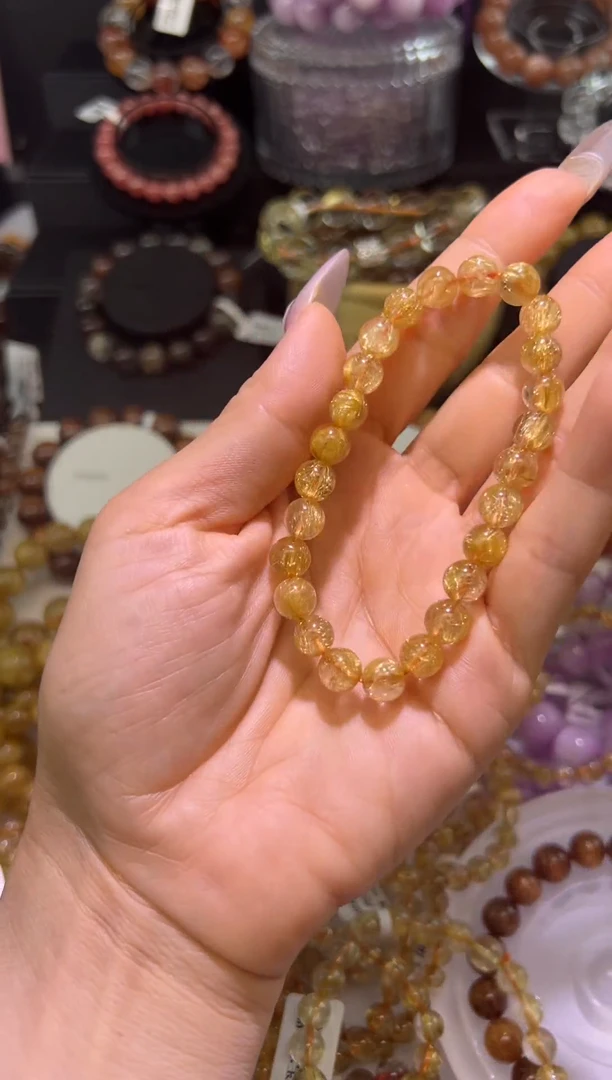 未镶嵌手串水晶金发晶7mm+