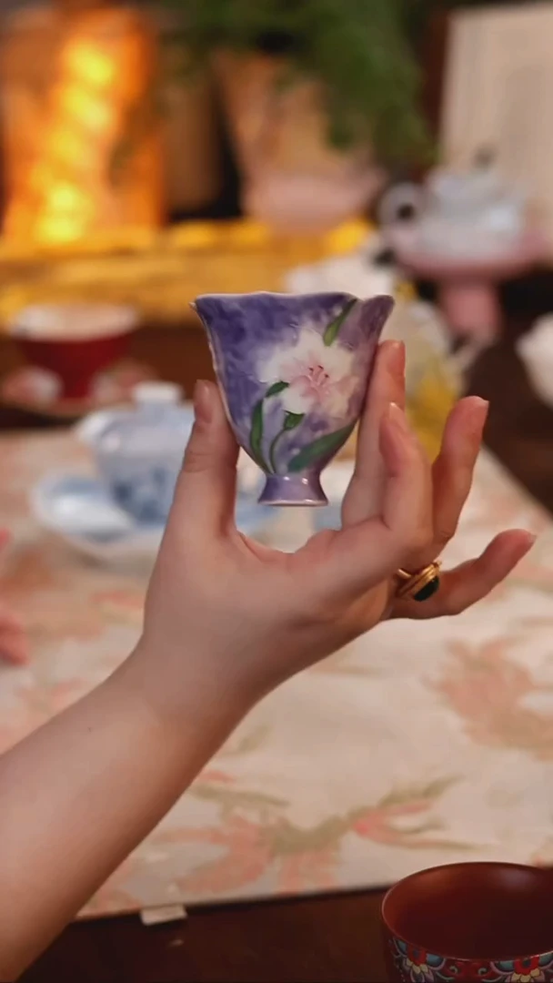 墨染百合茶杯 哈哈哈