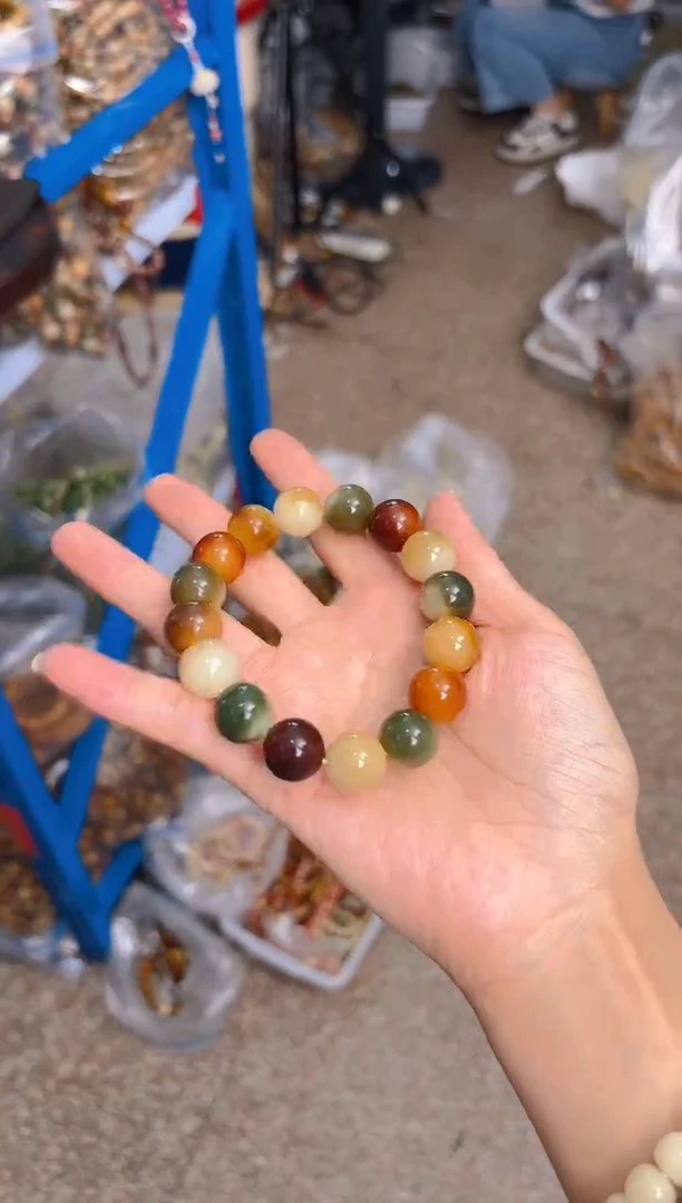 吊坠菩提根/象牙果花皮圆珠单圈手串