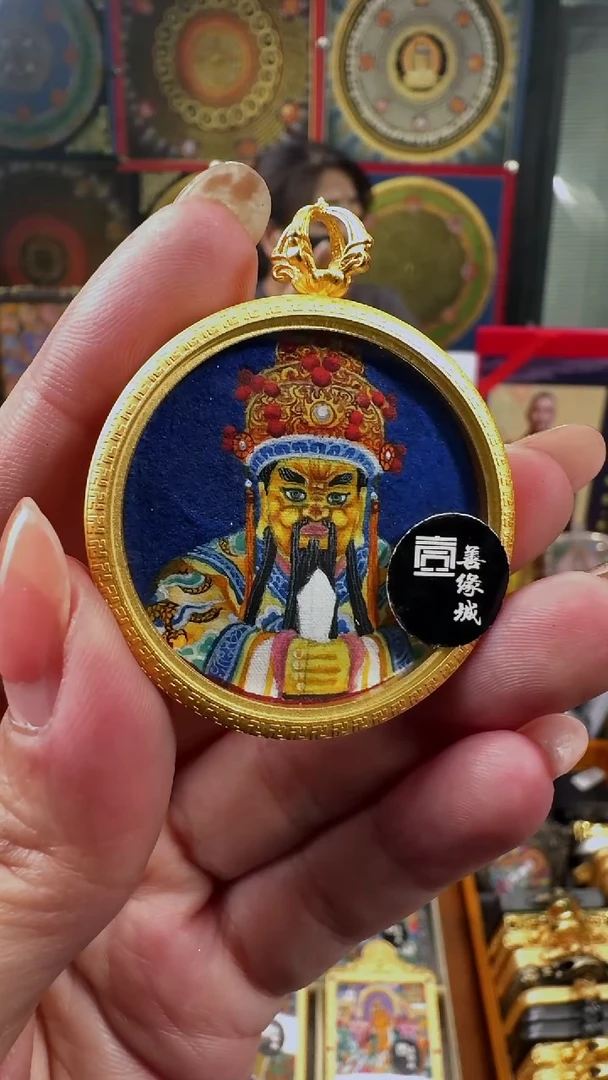 吊坠壹善缘城手绘唐卡五爷3.5