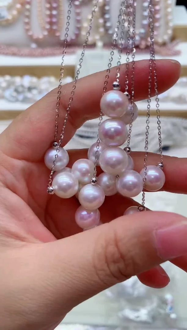 淡水珍珠银S925镶嵌项链多样性发其一，非无暇